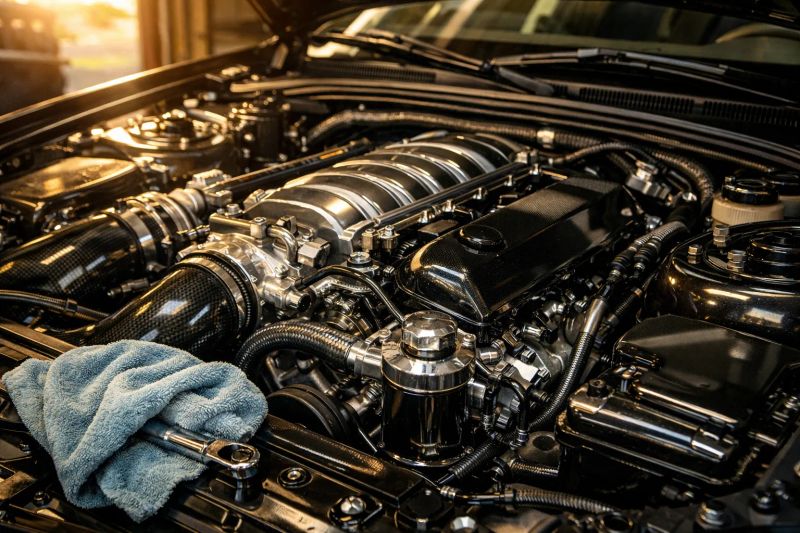 Professionally detailed luxury car with a deep glossy finish